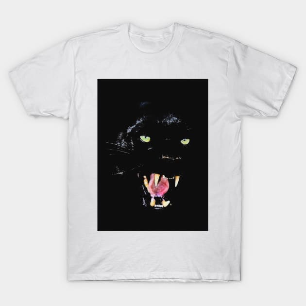 Black Jaguar Face Portrait T-Shirt by Jaguarts